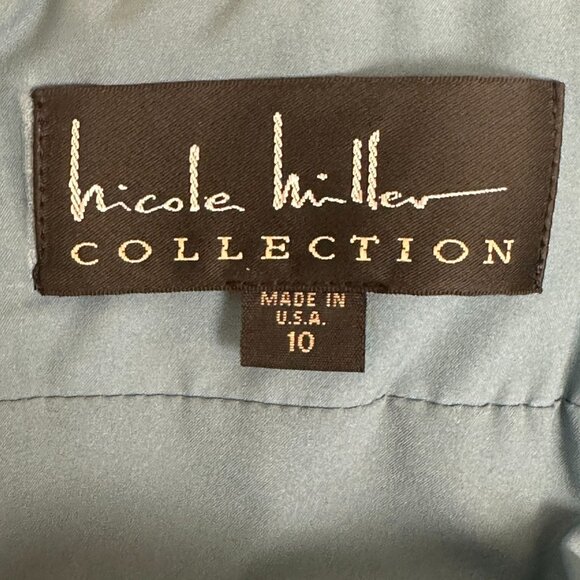 Nicole Miller Ruched Sleeveless Mini Dress Metallic Blue and Gold  Size 10 NWT - Picture 7 of 14